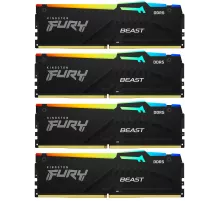 Память DDR5 4x32GB 5600MHz Kingston KF556C40BBAK4-128 Fury Beast Black RGB RTL Gaming PC5-44800 CL40 DIMM 288-pin 1.25В dual rank с радиатором Ret