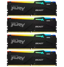 Память DDR5 4x32GB 5600MHz Kingston KF556C40BBAK4-128 Fury Beast Black RGB RTL Gaming PC5-44800 CL40 DIMM 288-pin 1.25В dual rank с радиатором Ret