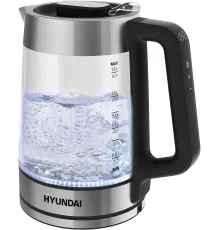 Чайник электрический Hyundai HYK-G5607 1.7л. 2200Вт черный/серебристый корпус: стекло