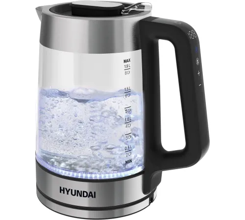 Чайник электрический Hyundai HYK-G5607 1.7л. 2200Вт черный/серебристый корпус: стекло
