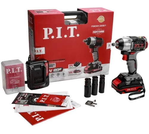 Гайковерт P.I.T. PIW20H-300B/1 аккум. патрон:квад.1/2"