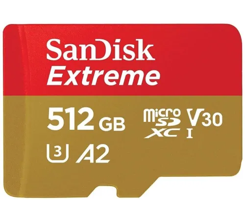 Micro SecureDigital 512GB SanDisk microSDXC Class 10 UHS-I A2 C10 V30 U3 Extreme 190MB/s Micro SecureDigital 512GB SanDisk microSDXC Class 10 UHS-I A2 C10 V30 U3 Extreme 190MB/s
