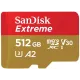Micro SecureDigital 512GB SanDisk microSDXC Class 10 UHS-I A2 C10 V30 U3 Extreme 190MB/s