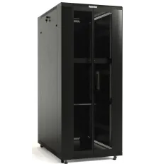 Шкаф серверный Hyperline (TTBR-4262-DD-RAL9004) напольный 42U 600x1200мм пер.дв.перфор.2ств. задн.дв.перфор.2-хст. 2 бок.пан. 800кг черный 1110мм IP20 сталь