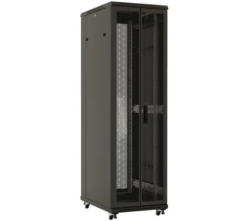 Шкаф серверный Hyperline (TTBR-4262-DD-RAL9004) напольный 42U 600x1200мм пер.дв.перфор.2ств. задн.дв.перфор.2-хст. 2 бок.пан. 800кг черный 1110мм IP20 сталь Шкаф серверный Hyperline (TTBR-4262-DD-RAL9004) напольный 42U 600x1200мм пер.дв.перфор.2ств. задн.дв.перфор.2-хст. 2 бок.пан. 800кг черный 1110мм IP20 сталь