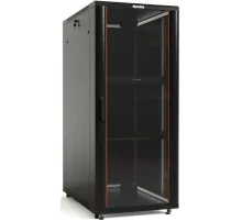 Шкаф коммутационный Hyperline (TTBR-2268-AS-RAL9004) напольный 22U 600x800мм пер.дв.стекл задн.дв.спл.стал.лист 2 бок.пан. 800кг черный 710мм 75.1кг 1166мм IP20 сталь