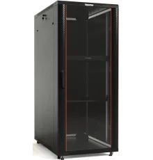 Шкаф коммутационный Hyperline (TTBR-2268-AS-RAL9004) напольный 22U 600x800мм пер.дв.стекл задн.дв.спл.стал.лист 2 бок.пан. 800кг черный 710мм 75.1кг 1166мм IP20 сталь