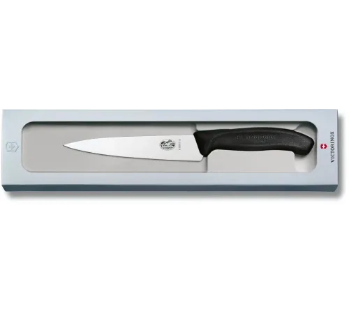 Нож кухонный Victorinox Swiss Classic (6.8003.15G) стальной разделочный лезв.150мм прямая заточка черный подар.коробка Нож кухонный Victorinox Swiss Classic (6.8003.15G) стальной разделочный лезв.150мм прямая заточка черный подар.коробка