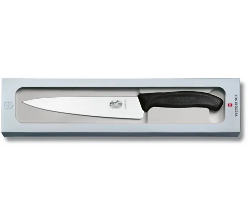 Нож кухонный Victorinox Swiss Classic (6.8003.19G) стальной разделочный лезв.190мм прямая заточка черный подар.коробка Нож кухонный Victorinox Swiss Classic (6.8003.19G) стальной разделочный лезв.190мм прямая заточка черный подар.коробка