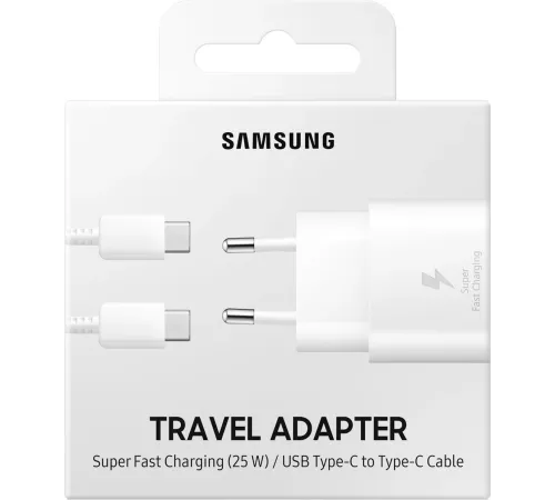 Сетевое зарядное устройство Samsung Adapter 25W Type C с кабелем White (EP-TA800XWEGWW)