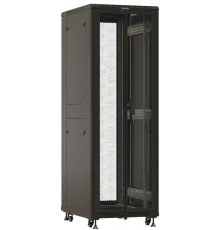 Шкаф напольный 19-дюймовый, 42U, 2055x600х1000 мм (ВхШхГ), передняя и задняя распашные перфорированные двери (75%), ручка с замком, цвет черный (RAL 9004) (разобранный) Hyperline TTBR-4261-DD-RAL9004