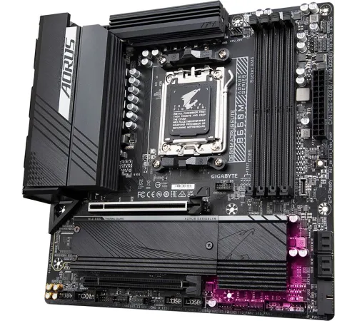 Материнская плата Gigabyte B650M AORUS ELITE SocketAM5 AMD B650 mATX AC`97 8ch(7.1) 2.5Gg RAID+HDMI+DP