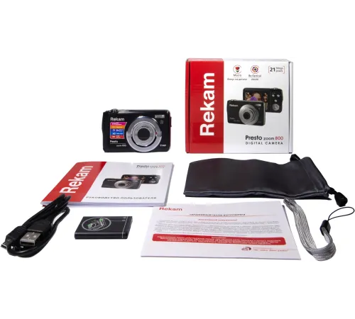 Фотоаппарат Rekam Presto zoom 800 черный 21Mpix Zoom8x 2.7" 1080p SDHC/MMC CMOS IS el 3.8minF/Li-Ion/case Фотоаппарат Rekam Presto zoom 800 черный 21Mpix Zoom8x 2.7" 1080p SDHC/MMC CMOS IS el 3.8minF/Li-Ion/case