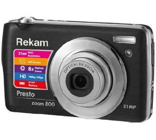 Фотоаппарат Rekam Presto zoom 800 черный 21Mpix Zoom8x 2.7" 1080p SDHC/MMC CMOS IS el 3.8minF/Li-Ion/case Фотоаппарат Rekam Presto zoom 800 черный 21Mpix Zoom8x 2.7" 1080p SDHC/MMC CMOS IS el 3.8minF/Li-Ion/case