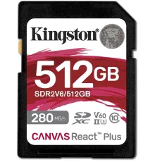 Флеш карта SDXC 512GB Kingston SDR2V6/512GB Canvas React Plus w/o adapter