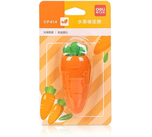 Ластик Deli VP414car VP414ORANGE морковь 54x23x16мм оранжевый блистер с европодвесом Ластик Deli VP414car VP414ORANGE морковь 54x23x16мм оранжевый блистер с европодвесом