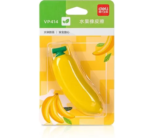 Ластик Deli VP414ban VP414YELLOW банан 54x23x16мм желтый блистер с европодвесом