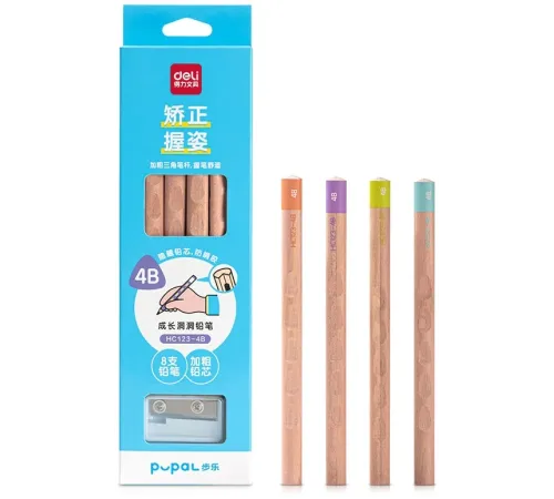 Карандаш ч/г Deli HC123-4B Pupal 4B коробка (8шт) + точилка Карандаш ч/г Deli HC123-4B Pupal 4B коробка (8шт) + точилка