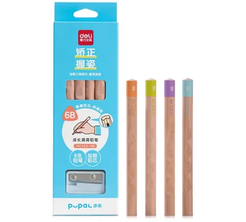 Карандаш ч/г Deli HC123-6B Pupal 6В коробка + точилка Карандаш ч/г Deli HC123-6B Pupal 6В коробка + точилка