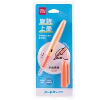 Ручка перьев. Deli Pupal (SF321ORANGE) оранжевый EF син. черн. блистер резин. манжета стираемая