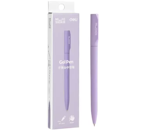 Ручка гелев. Deli Nusign (NS552VIOLET) фиолетовый d=0.5мм черн. черн. кор.карт. автом.