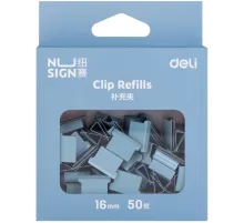 Зажимы Deli NS086BLUE Nusign для клиппера 16мм голубой (упак.:50шт) картонная коробка