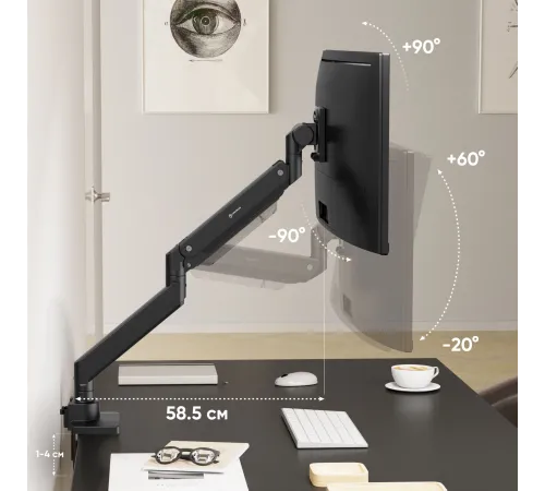 Кронштейн для мониторов Onkron G130 черный 17"-57" макс.27кг настольный поворот и наклон