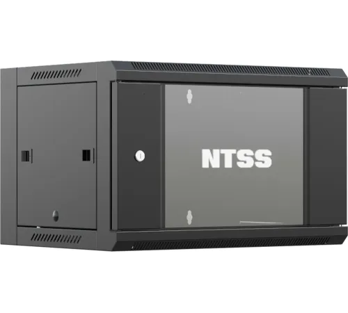 Шкаф коммутационный NTSS (NTSS-W12U6060GS-BL) настенный 12U 570x600мм пер.дв.стекл 60кг черный 27кг
