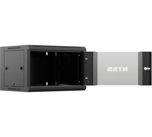 Шкаф коммутационный NTSS (NTSS-W12U6060GS-BL) настенный 12U 570x600мм пер.дв.стекл 60кг черный 27кг
