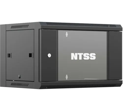 Шкаф коммутационный NTSS (NTSS-W9U6060GS-BL) настенный 9U 570x600мм пер.дв.стекл 60кг черный 22кг