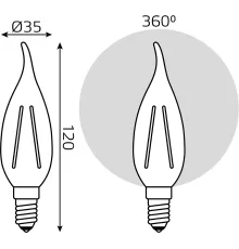 Лампа филам. Gauss Filament 13Вт цок.:E14 свеча св.свеч.бел.теп. (упак.:10шт) (104801113)