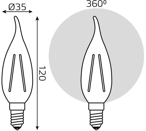 Лампа филам. Gauss Filament 13Вт цок.:E14 свеча св.свеч.бел.нейт. (упак.:10шт) (104801213) Лампа филам. Gauss Filament 13Вт цок.:E14 свеча св.свеч.бел.нейт. (упак.:10шт) (104801213)