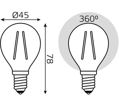 Лампа светодиодная Gauss Filament 7Вт цок.:E14 шар 220B св.свеч.бел.нейт. P45 (упак.:10шт) (105801207)