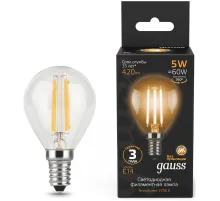 Лампа светодиодная GAUSS 105801105  LED Filament globe Е14 5Вт 2700k 1/10/50