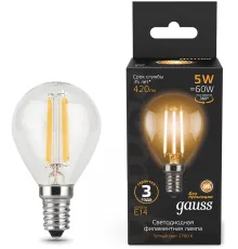 Лампа светодиодная GAUSS 105801105  LED Filament globe Е14 5Вт 2700k 1/10/50