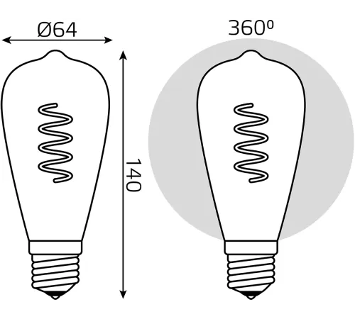 Лампа филам. Gauss Filament ST64 6Вт цок.:E27 эдисон 220B св.свеч.бел.теп. (упак.:10шт) (157802006) Лампа филам. Gauss Filament ST64 6Вт цок.:E27 эдисон 220B св.свеч.бел.теп. (упак.:10шт) (157802006)