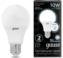 Лампа светодиодная Gauss 102502210-M 10Вт цок.:E27 груша 220B св.свеч.бел.нейт. A60 (упак.:10шт)