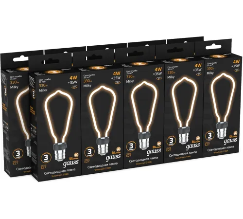 Лампа светодиодная Gauss Filament 1005802104 4Вт цок.:E27 трубка 220B св.свеч.бел.теп. (упак.:10шт) Лампа светодиодная Gauss Filament 1005802104 4Вт цок.:E27 трубка 220B св.свеч.бел.теп. (упак.:10шт)
