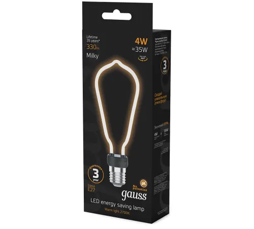 Лампа светодиодная Gauss Filament 1005802104 4Вт цок.:E27 трубка 220B св.свеч.бел.теп. (упак.:10шт) Лампа светодиодная Gauss Filament 1005802104 4Вт цок.:E27 трубка 220B св.свеч.бел.теп. (упак.:10шт)