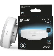 Лампа светодиодная Gauss 108008211 11Вт цок.:GX53 таблетка 150B св.свеч.бел.нейт. GX53 (упак.:10шт)