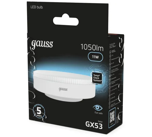 Лампа светодиодная Gauss 108008211 11Вт цок.:GX53 таблетка 150B св.свеч.бел.нейт. GX53 (упак.:10шт) Лампа светодиодная Gauss 108008211 11Вт цок.:GX53 таблетка 150B св.свеч.бел.нейт. GX53 (упак.:10шт)