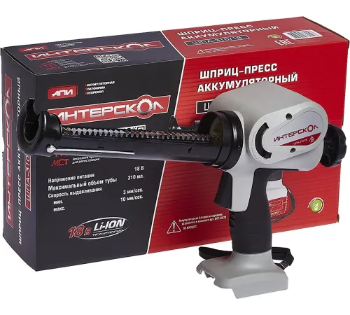 Пистолет для герметика Интерскол ШПА-310/18 аккумуляторный полузакрытый (647.1.0.70) Пистолет для герметика Интерскол ШПА-310/18 аккумуляторный полузакрытый (647.1.0.70)