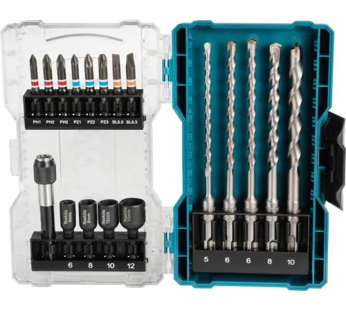 Набор бит и сверл Makita E-07026 по бет/кирп (18пред.) для шуруповертов/дрелей