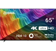 Телевизор LED Digma 65" DM-LED65UBB33 Яндекс.ТВ Frameless черный 4K Ultra HD 60Hz DVB-T DVB-T2 DVB-C DVB-S DVB-S2 USB WiFi Smart TV