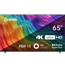 Телевизор LED Digma 65" DM-LED65UBB33 Яндекс.ТВ Frameless черный 4K Ultra HD 60Hz DVB-T DVB-T2 DVB-C DVB-S DVB-S2 USB WiFi Smart TV