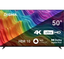 Телевизор LED Digma 50" DM-LED50UBB33 Яндекс.ТВ Frameless черный 4K Ultra HD 60Hz DVB-T DVB-T2 DVB-C DVB-S DVB-S2 USB WiFi Smart TV