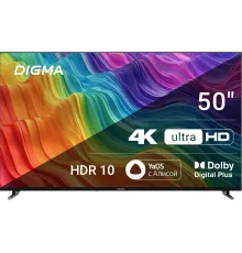 Телевизор LED Digma 50" DM-LED50UBB33 Яндекс.ТВ Frameless черный 4K Ultra HD 60Hz DVB-T DVB-T2 DVB-C DVB-S DVB-S2 USB WiFi Smart TV