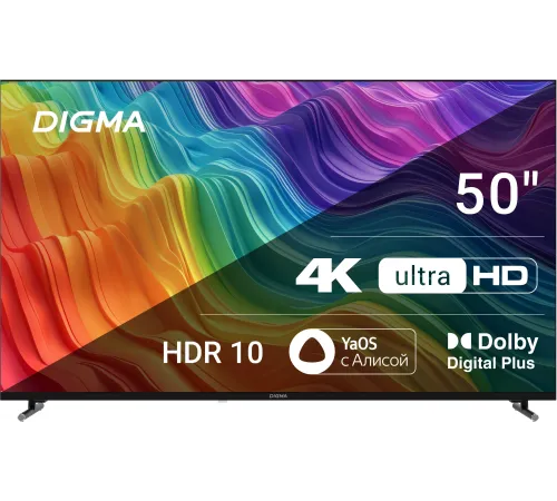 Телевизор LED Digma 50" DM-LED50UBB33 Яндекс.ТВ Frameless черный 4K Ultra HD 60Hz DVB-T DVB-T2 DVB-C DVB-S DVB-S2 USB WiFi Smart TV Телевизор LED Digma 50" DM-LED50UBB33 Яндекс.ТВ Frameless черный 4K Ultra HD 60Hz DVB-T DVB-T2 DVB-C DVB-S DVB-S2 USB WiFi Smart TV