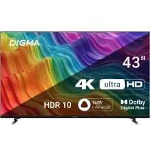 Телевизор LED Digma 43" DM-LED43UBB33 Яндекс.ТВ Frameless черный 4K Ultra HD 60Hz DVB-T DVB-T2 DVB-C DVB-S DVB-S2 USB WiFi Smart TV