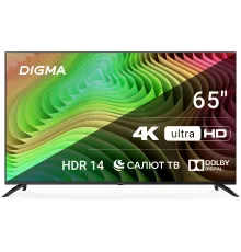 Телевизор LED Digma 65" DM-LED65UBB40 Салют ТВ Frameless Metal черный/черный 4K Ultra HD 60Hz DVB-T DVB-T2 DVB-C DVB-S DVB-S2 USB WiFi Smart TV